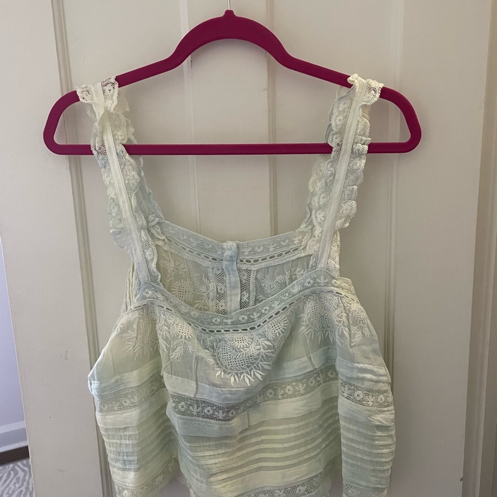 NWT Loveshack Fancy sully top in lilly pond hand dye. Size medium - Picture 3 of 5